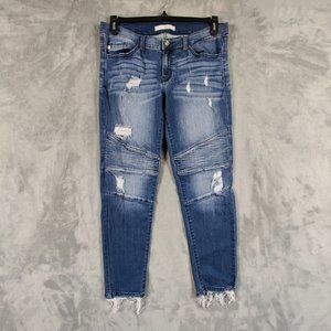 KanCan Jeans Women 32 Blue Estilo Skinny Low Rise Denim Stretch Moto Pants 32x26